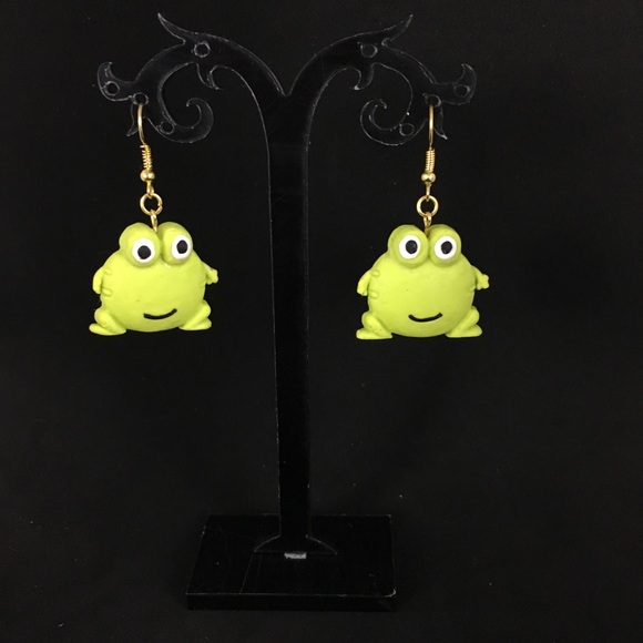 Handmade by Kool Klay Jewelry - Handmade Polymer Clay Frog Earrings